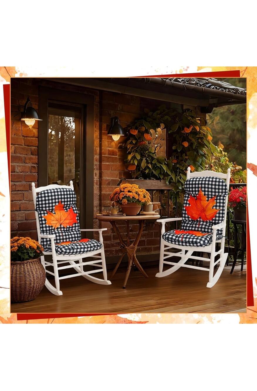 Chunful 4 Pcs Thanksgiving Large Fall Rocking Chair Cushions,